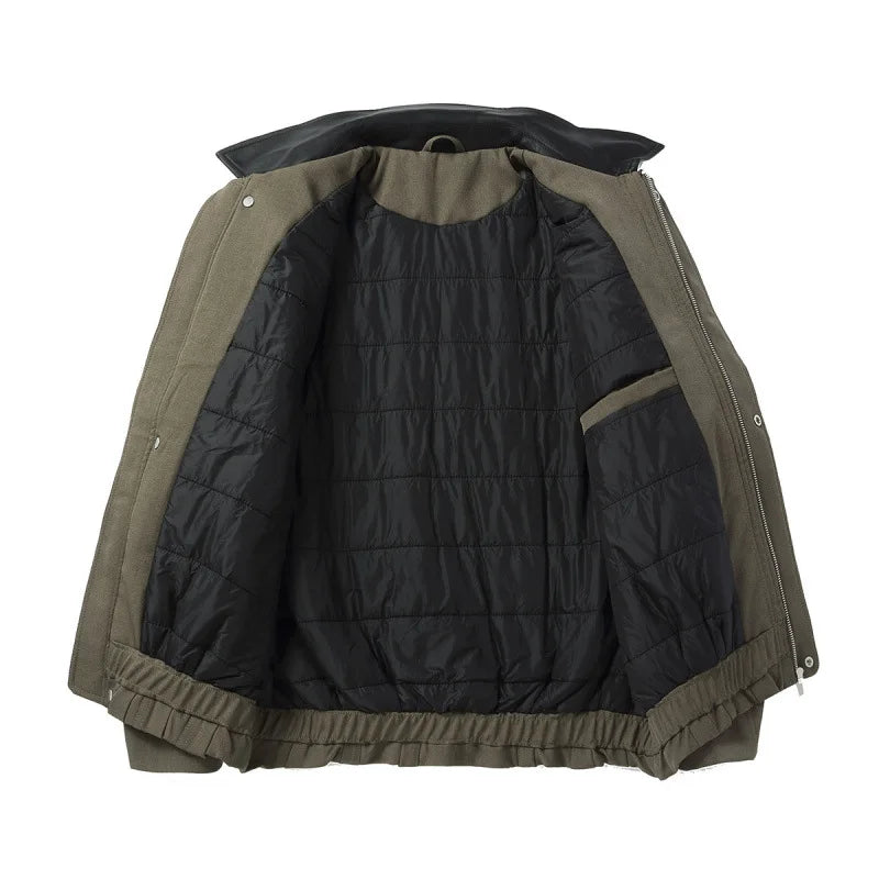 Akkad Kuti 2026 New Winter Casual Vintage Cotton Workwear Loose Fit Patchwork Collar Youthful Warm Thi Long Zipper Closure