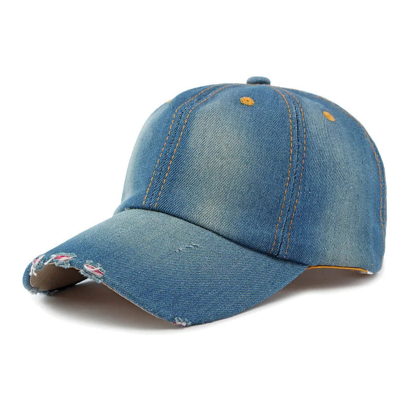 Akkad Kuti 2025 New Launch Distressed Washed Denim Cap Unisex Retro UV Protection Outdoor Sun Hat