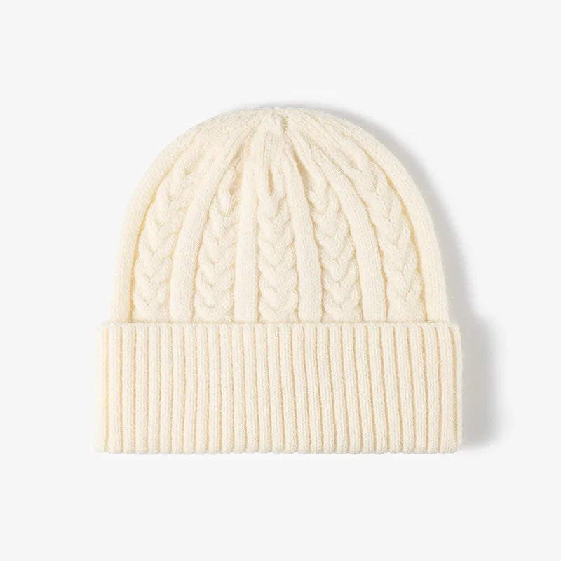 Unisex Jacquard Knit Beanie 2025 New Faux Cashmere Thickened Warm Slouchy Cuffed Stylish Outdoor Winter Cap