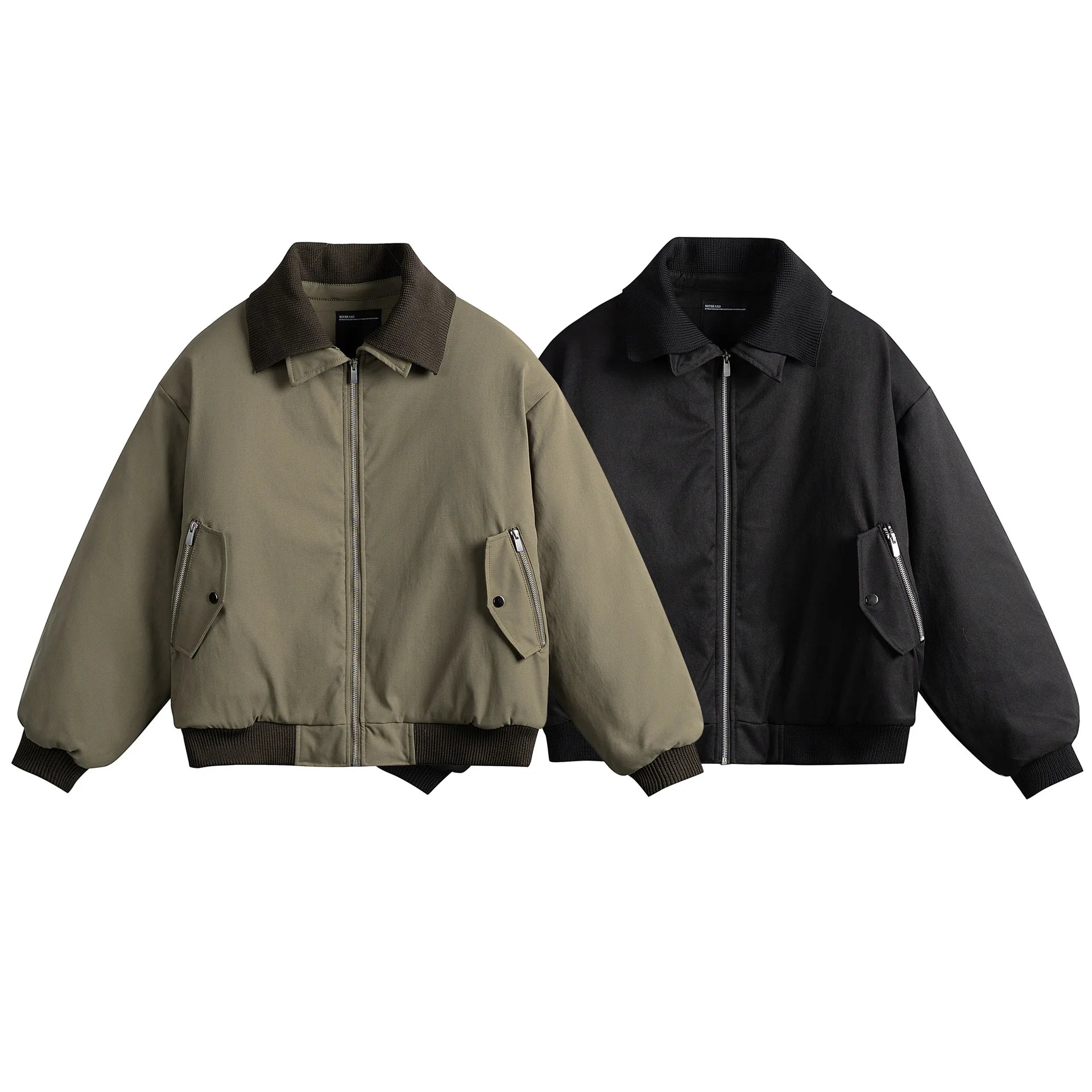 Warmth Double Collar Flight Cotton Workwear Polyester Fiber Filled Zipper Closure Unisex Adult Winter New Style Fashion Brand