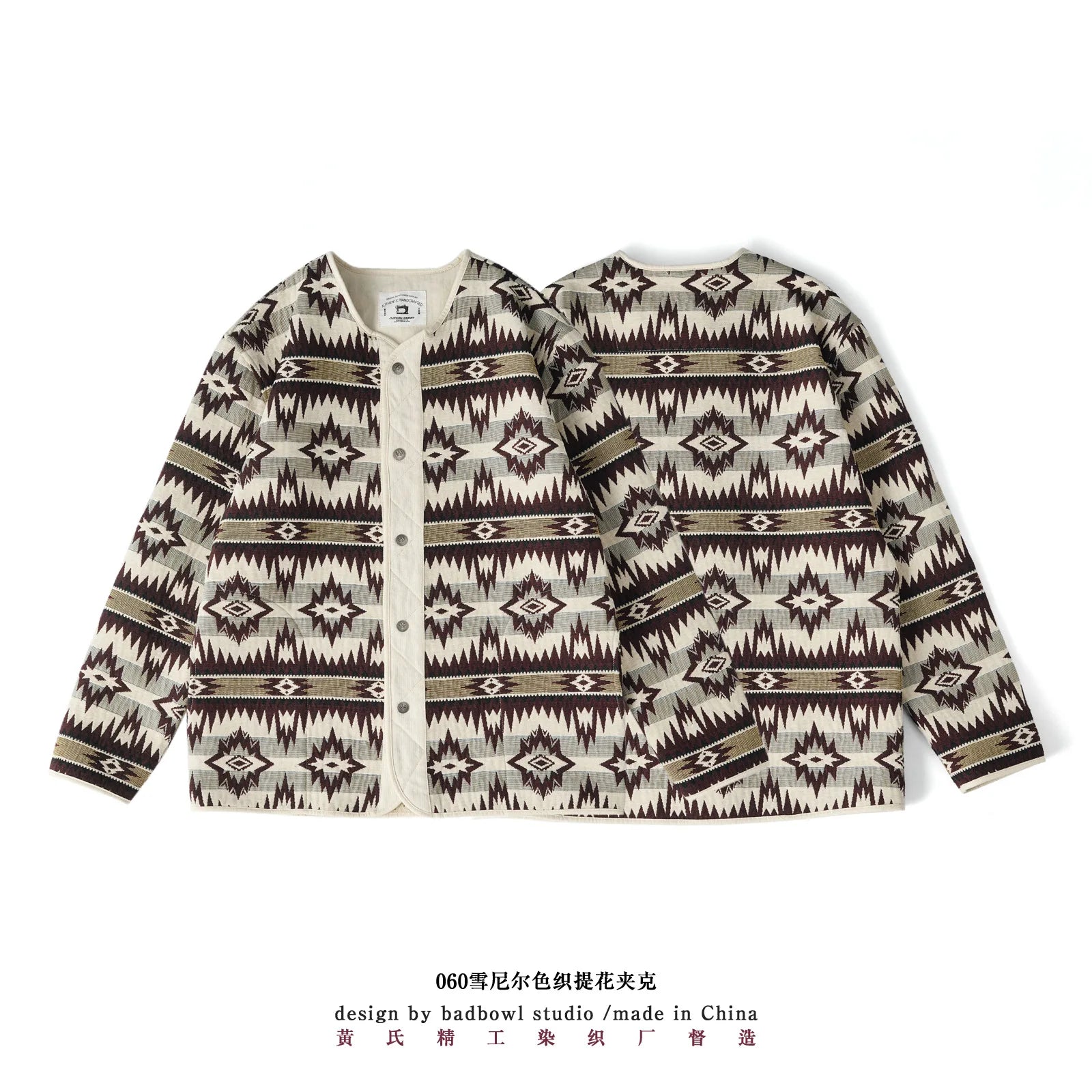 Autumn and Winter New Men's Jacket American Retro Indian Pattern Flight Jacket Coat Thickened Water Washed