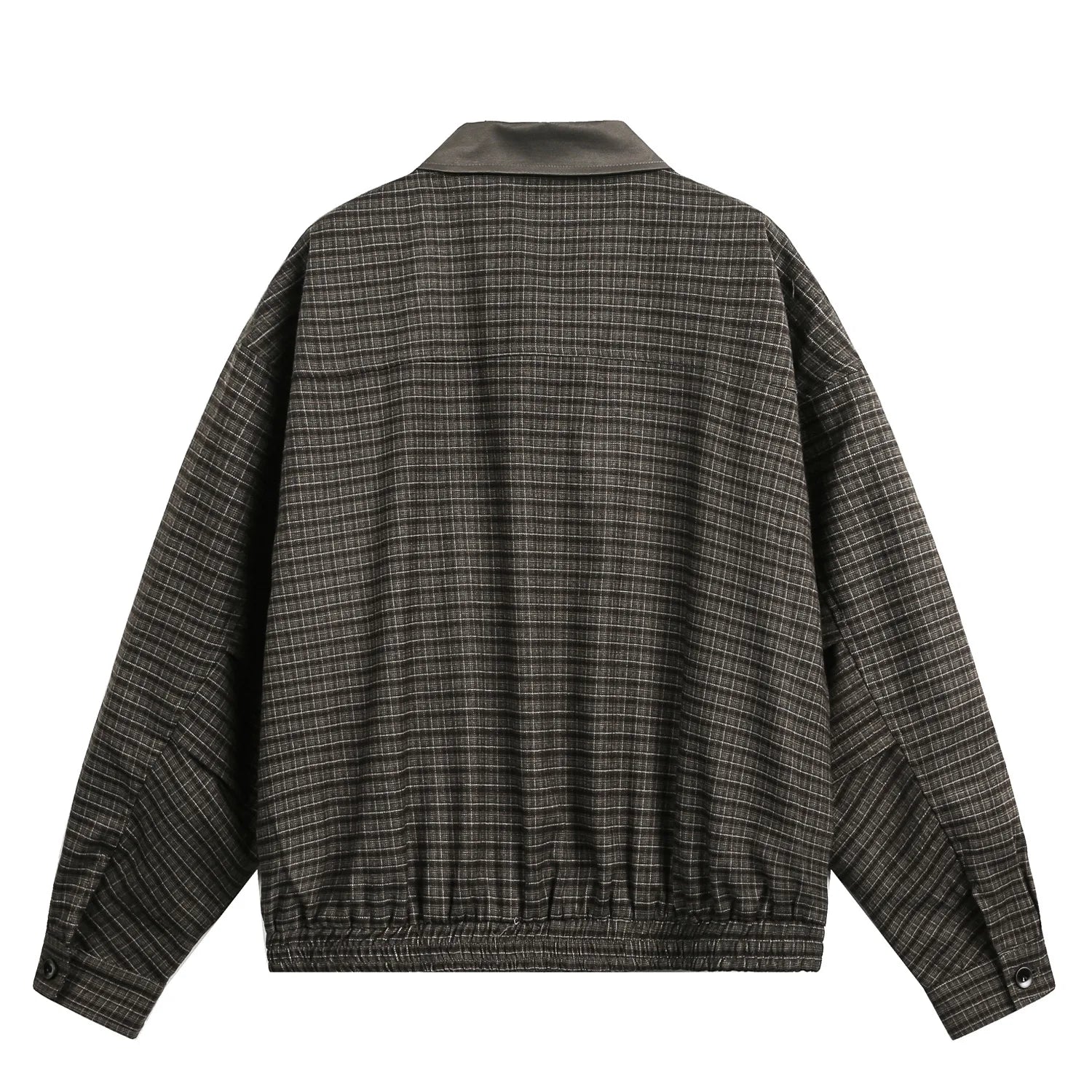 Akkad Kuti Men's Retro American Plaid Work Jacket Spring Autumn Design Splicing Outerwear Breathable Polyester Casual Coat