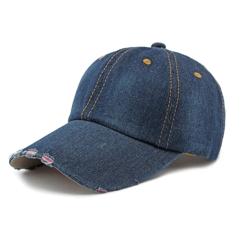 Akkad Kuti 2025 New Launch Distressed Washed Denim Cap Unisex Retro UV Protection Outdoor Sun Hat
