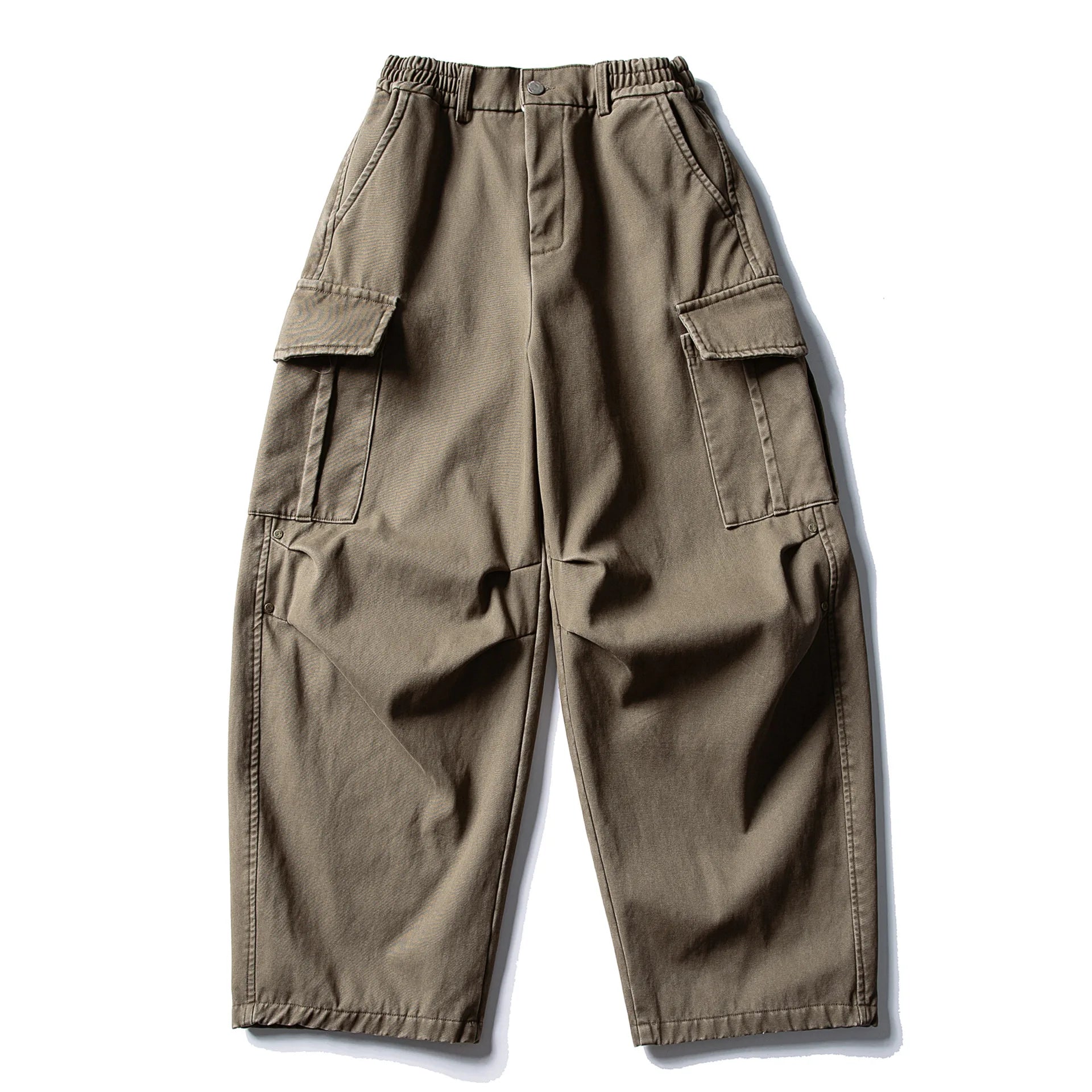 Winter Japanese Retro Amekhaki Washed Multi Pocket Work Pants for Men and Women, Loose and Plush Thick Casual Pants