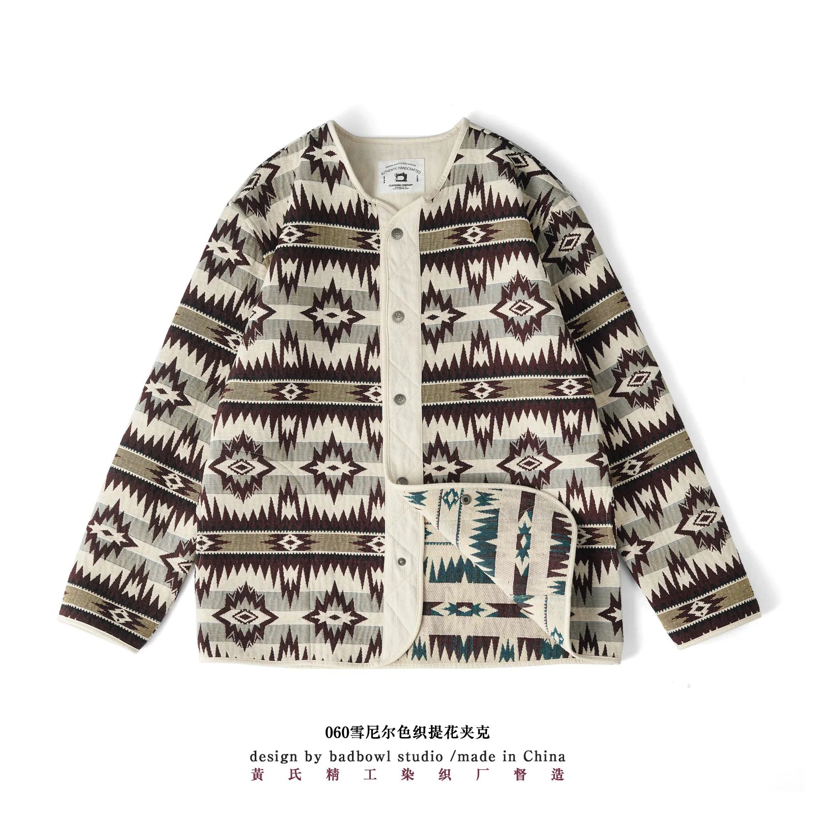 Autumn and Winter New Men's Jacket American Retro Indian Pattern Flight Jacket Coat Thickened Water Washed