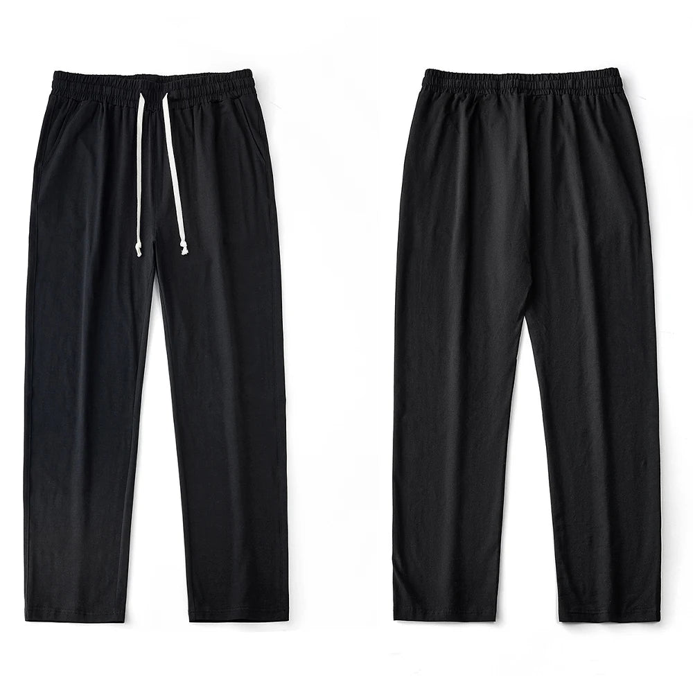 Men's 180G Combed Cotton Sport Pants Solid Color Straight Sweatpants Comfortable Casual Spring Autumn Homewear Men's pants