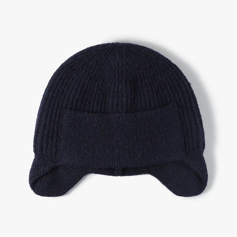 Unisex Solid Color Thermal Knit Beanie - Windproof Warm Ear Protection Outdoor Cycling Hat