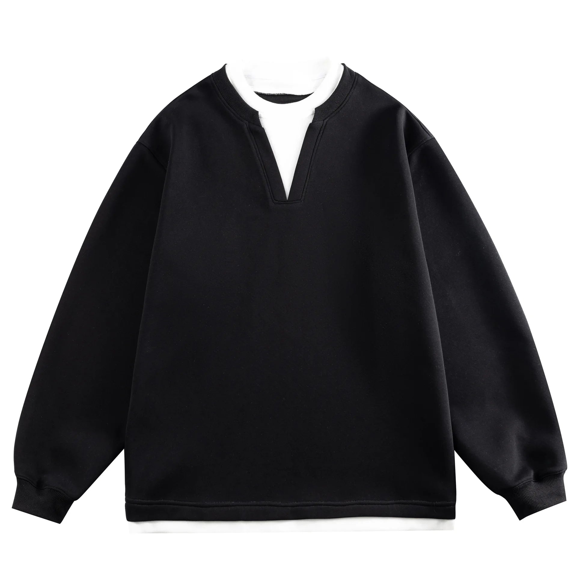 2026 New Loose Men's Long Sleeve V-Neck Embroidered Hoodie Fashionable Casual T-Shirt Youth Trendy Streetwear Autumn New Style