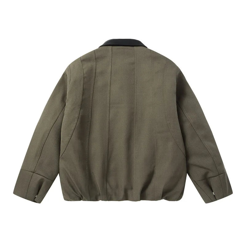 Akkad Kuti 2026 New Winter Casual Vintage Cotton Workwear Loose Fit Patchwork Collar Youthful Warm Thi Long Zipper Closure