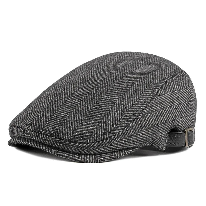 Winter Autumn Warm Wool Blend Hat Senior Men British Retro Peaked Cap Beret Forward Cap Unisex Vintage