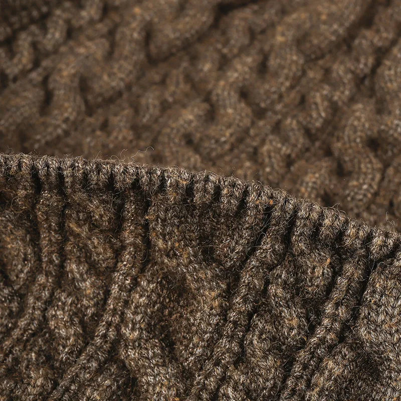 Unisex Oversized Cable Knit Beanie Core-Spun Yarn Warm Earflap Winter Hat for Outdoor Daily