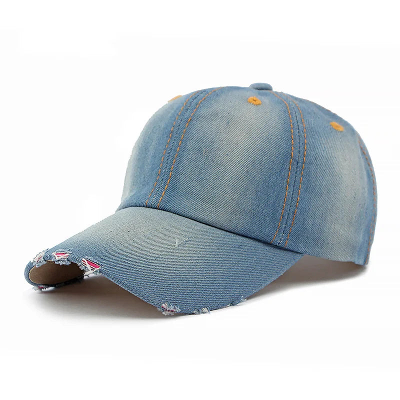 Akkad Kuti 2025 New Launch Distressed Washed Denim Cap Unisex Retro UV Protection Outdoor Sun Hat