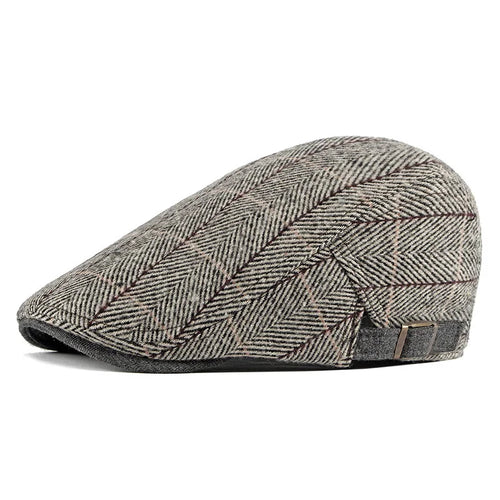 2025 Autumn Winter New Arrival Cotton Knit Hat Unisex British Retro Casual Beret Men Women Plaid Peaked Cap Forward Cap