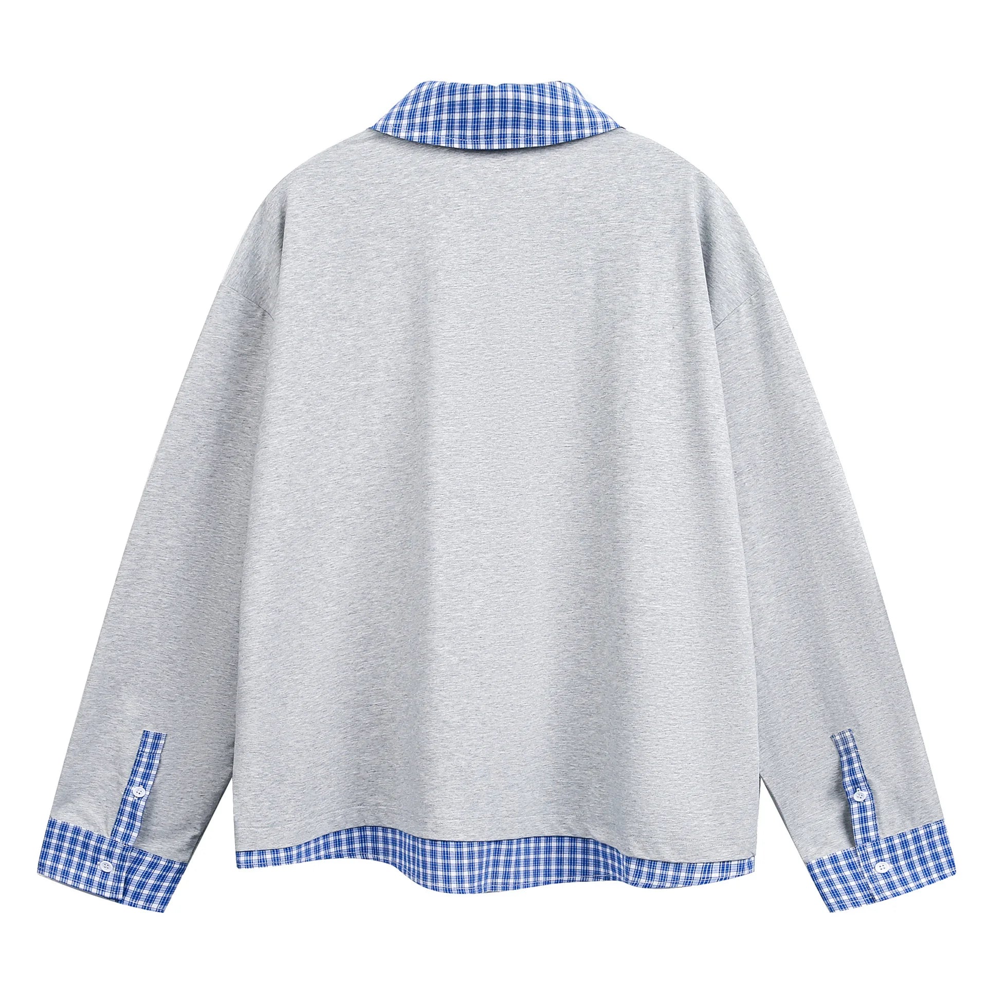 Spring 2026 Men's Plaid Patchwork Long Sleeve T-Shirt Casual Vintage Style Fashion Brand Turn-down Collar Sweatshirt Top