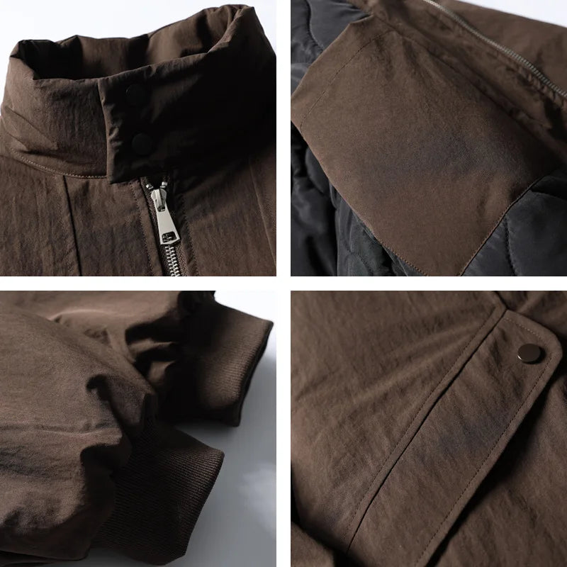 2026 New Winter Thiened Warm Stand Collar Jacket Men's Outdoor Casual Cold Resistant Coat American Baseball Cotton Padded Coat