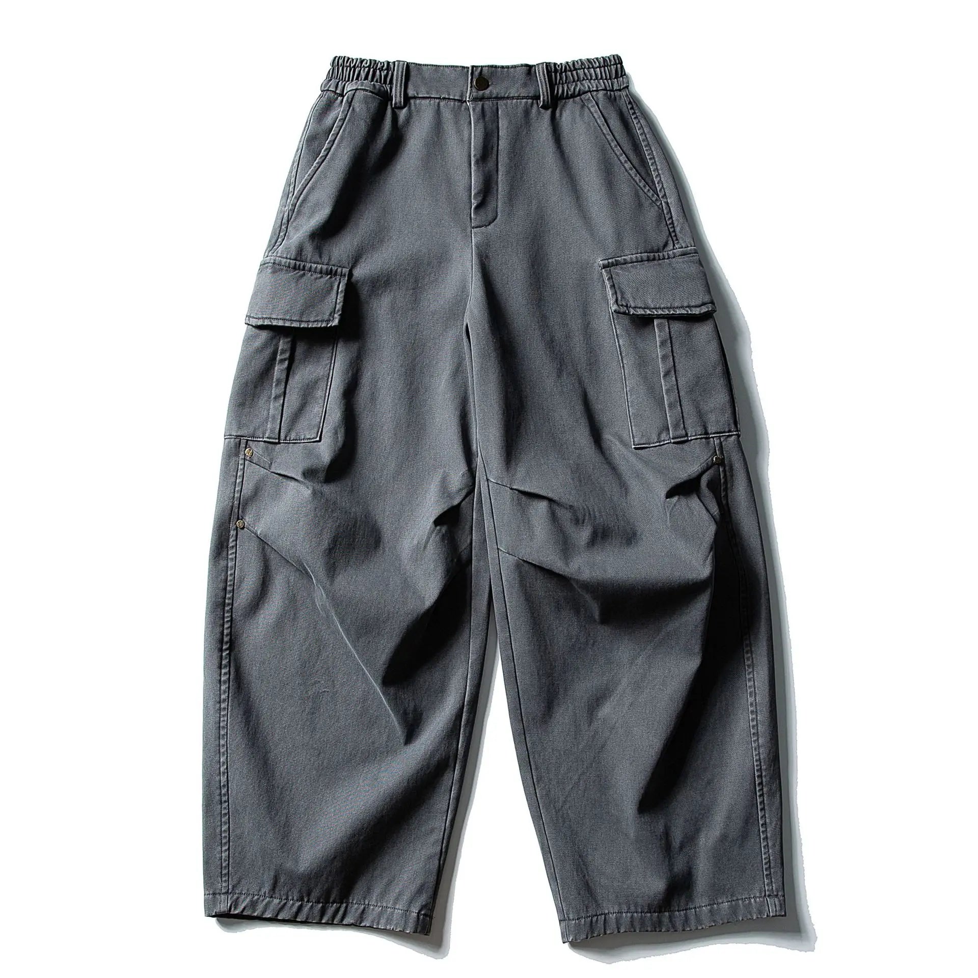 Winter Japanese Retro Amekhaki Washed Multi Pocket Work Pants for Men and Women, Loose and Plush Thick Casual Pants