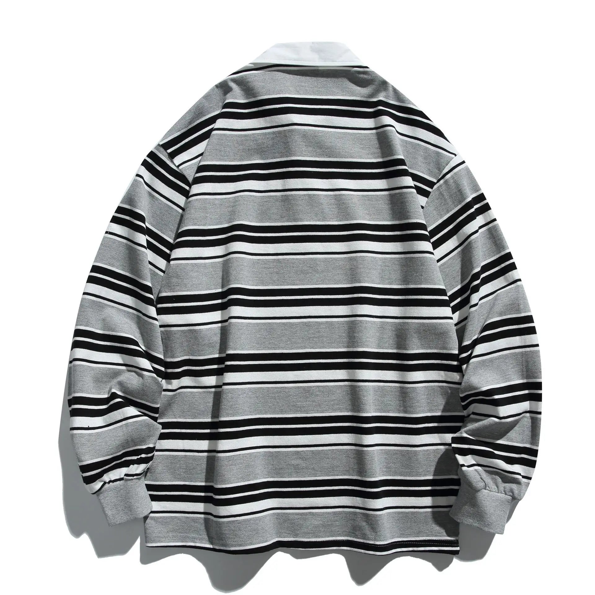 Retro Color Block Polo Shirt Long Sleeve Sweatshirt Casual Loose Men's Fashionable Trendy Top for Students Youth Popular Style