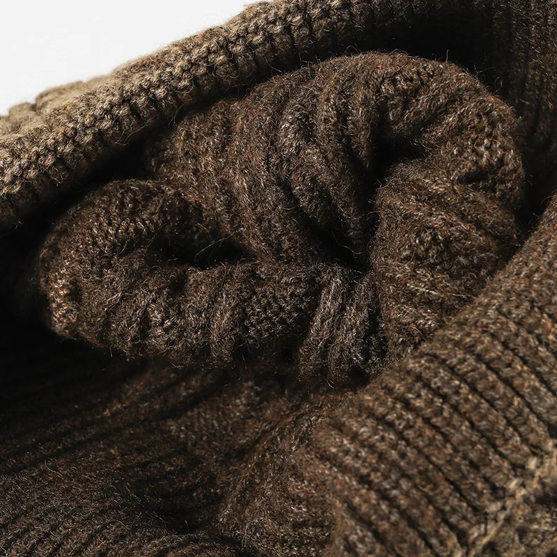 Unisex Oversized Cable Knit Beanie Core-Spun Yarn Warm Earflap Winter Hat for Outdoor Daily