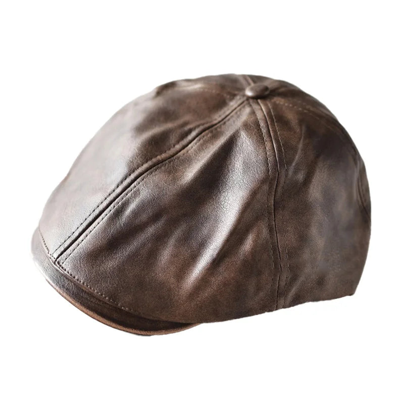 Akkad Kuti Premium Leather Ivy Cap - Unisex Classic Newsboy Hat for Fashionable Everyday Wear