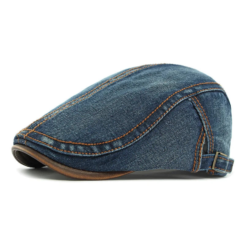 2025 Spring New Arrival Washed Denim Hat Unisex British Retro Beret Men Women Casual Peaked Cap Forward Cap