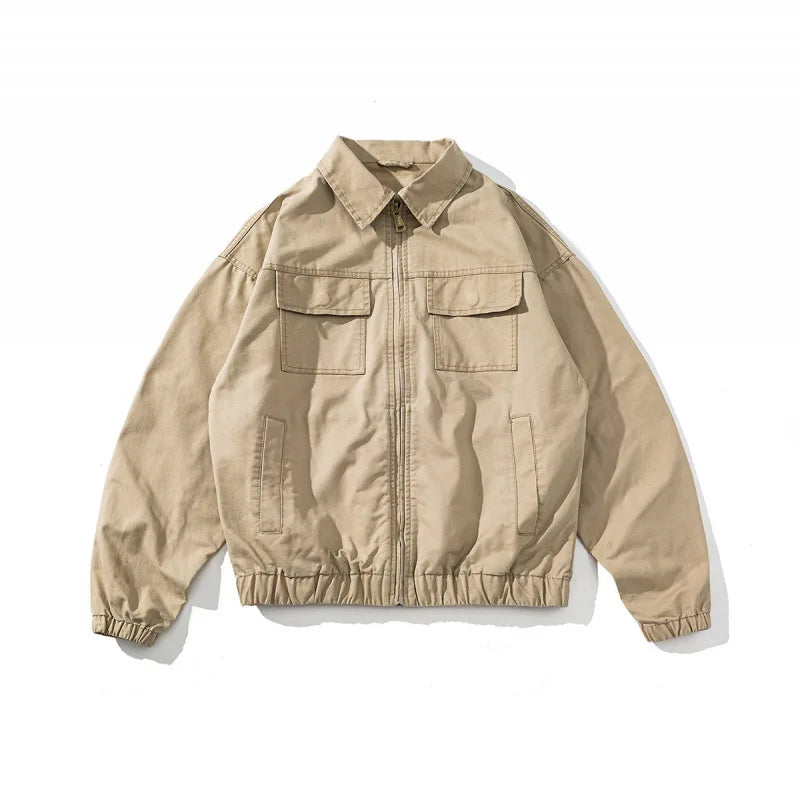 2026 Spring New Arrival Amekaji American Retro Solid Color Multi-Pocket Work Jacket Men Akkad Kuti High Quality Workwear Top