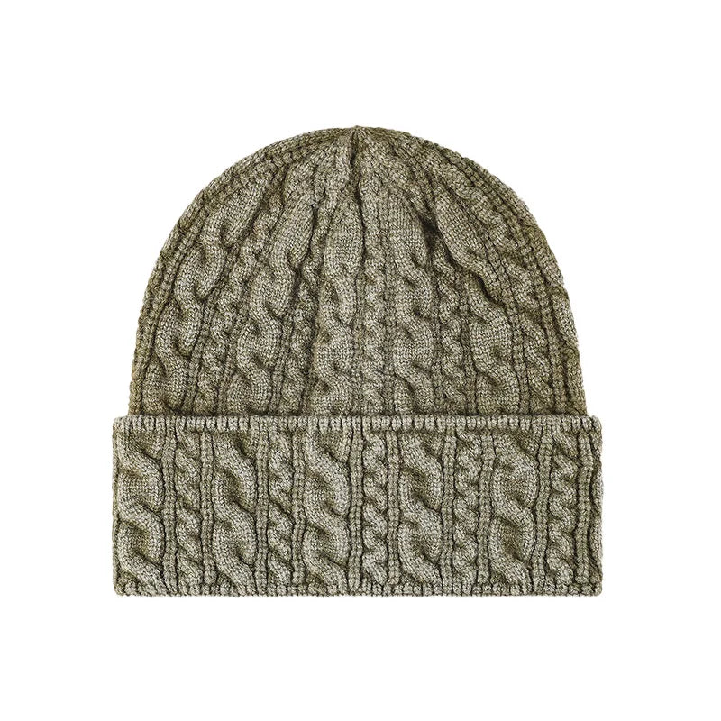 Unisex Oversized Cable Knit Beanie Core-Spun Yarn Warm Earflap Winter Hat for Outdoor Daily
