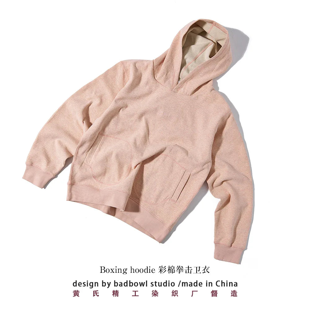 2026 New Early Spring Original Design American Retro Boxing Hoodie Heavy Duty Color Cotton Sweatshirts Men's Versatile Sweater