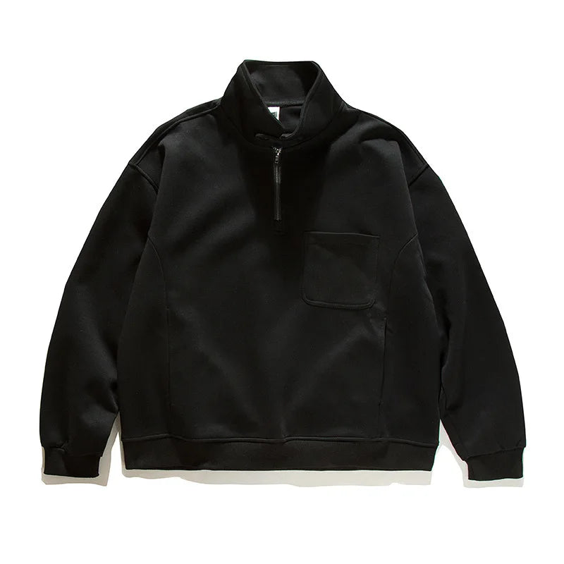 2026 New American Retro F Zip Ket Hoodie Men's Loose Fit Casual Versatile Outerwear Autumn New Pure Color Coat Pullover