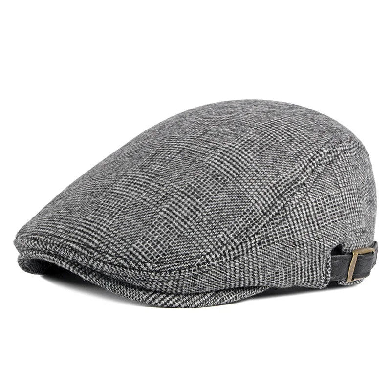 Winter Autumn Warm Wool Blend Hat Senior Men British Retro Peaked Cap Beret Forward Cap Unisex Vintage