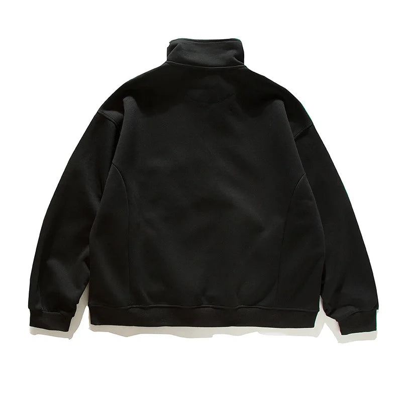 2026 New American Retro F Zip Ket Hoodie Men's Loose Fit Casual Versatile Outerwear Autumn New Pure Color Coat Pullover