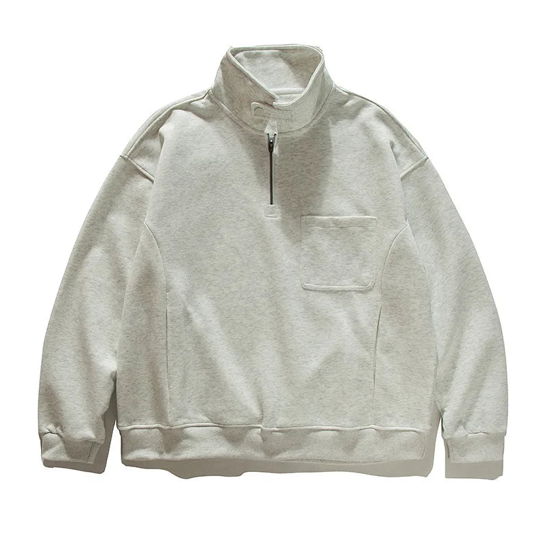 2026 New American Retro F Zip Ket Hoodie Men's Loose Fit Casual Versatile Outerwear Autumn New Pure Color Coat Pullover