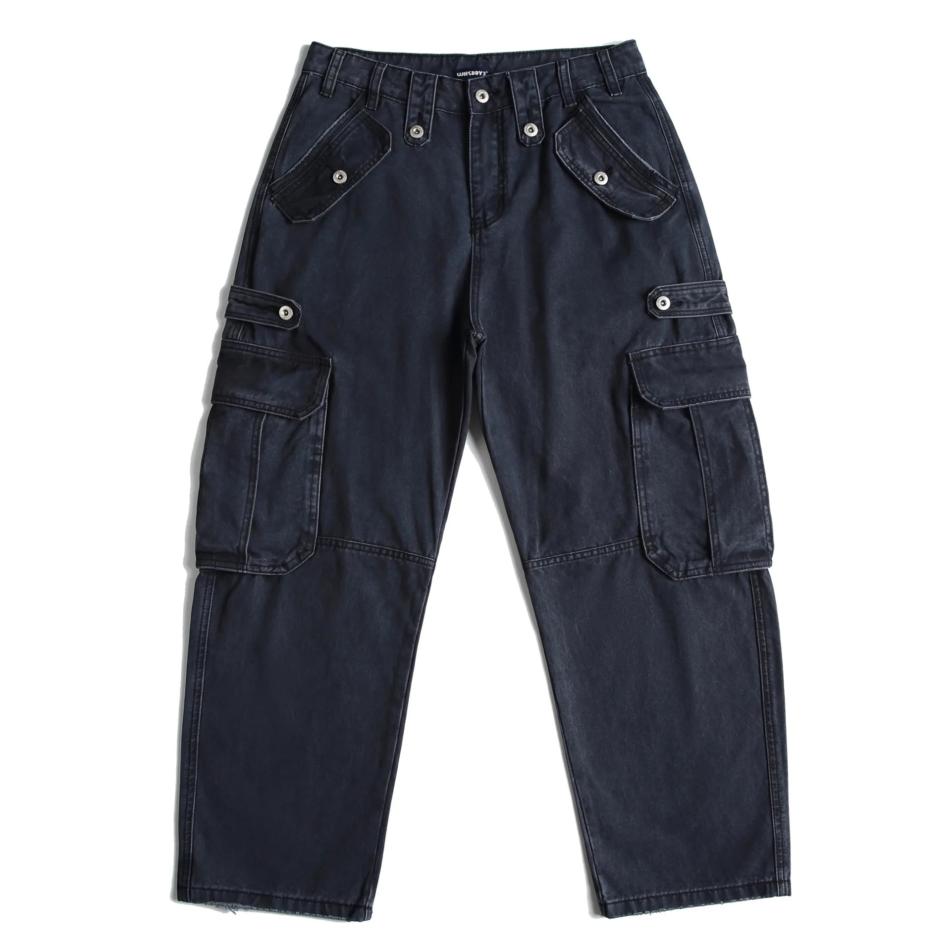 Japanese Retro Amekaji Multi-pocket Cargo Pants 100% Cotton Unisex Loose Straight Washed Distressed Frayed-edge Casual Pants