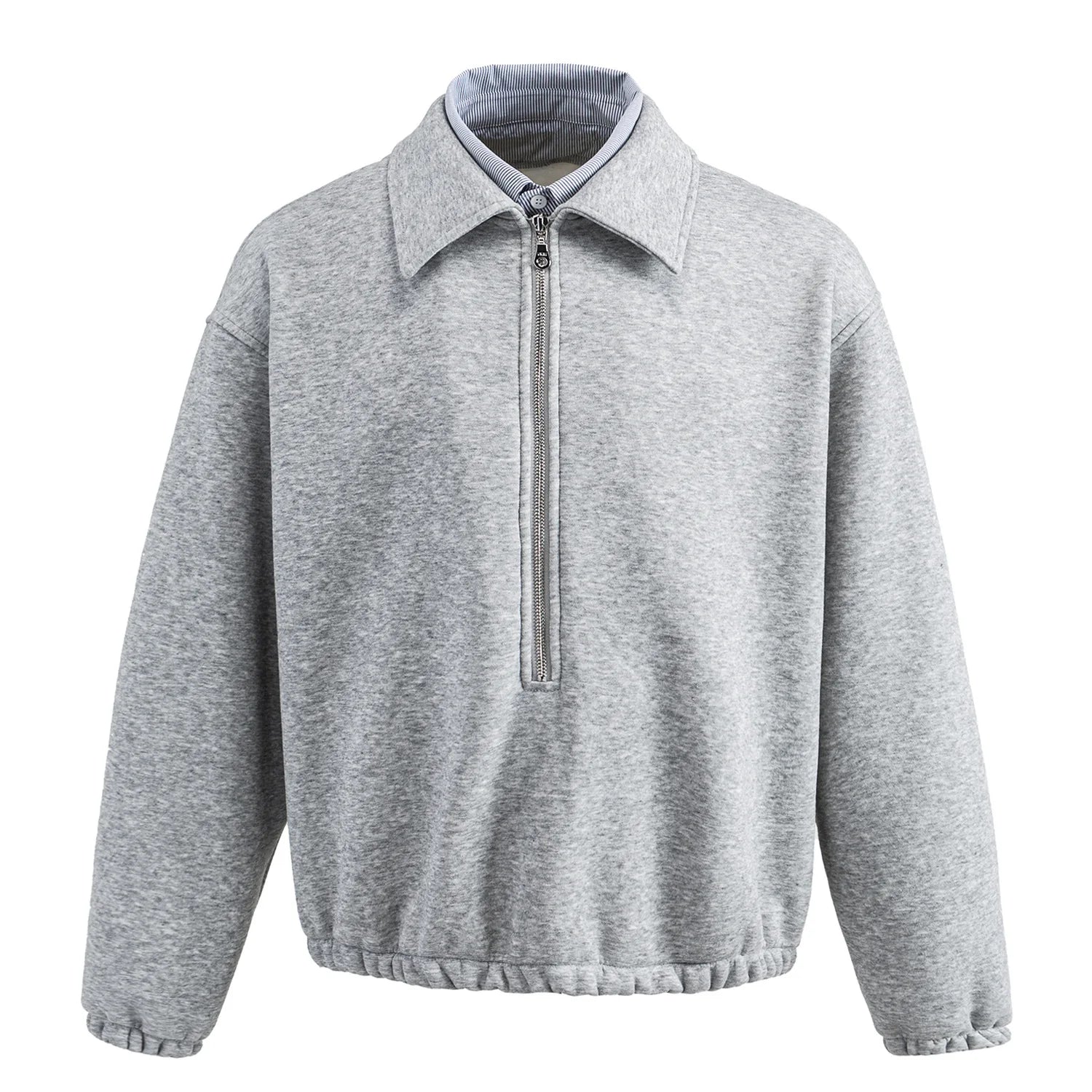 2026 New Zipper Hoodie Casual Loose Fit Turn-down Collar Fake Two-Piece Style Thickened Cotton Nylon Fabric Winter Youth Fashion