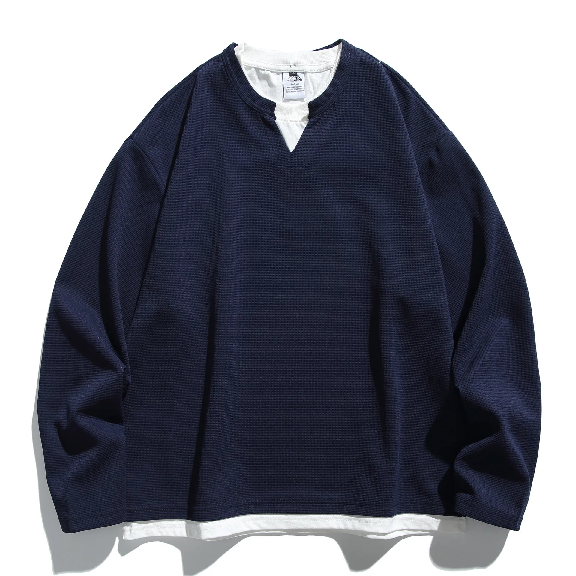 2026 New Spring New Loose Color Shirt Hooded Fake Two-piece Set Casual Men's Sportswear Comfortable Breathable Cotton Polyester