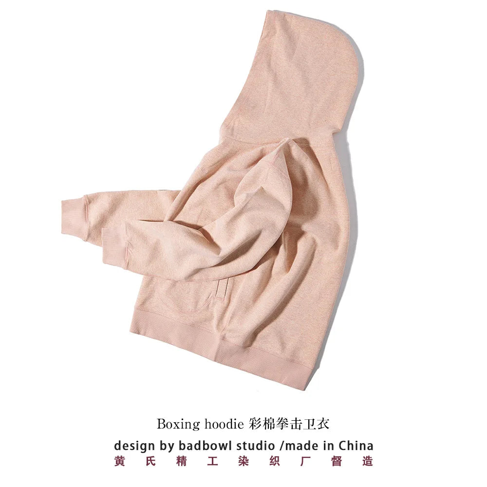 2026 New Early Spring Original Design American Retro Boxing Hoodie Heavy Duty Color Cotton Sweatshirts Men's Versatile Sweater